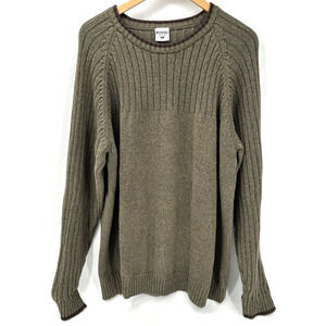 Columbia Sweater Mens XL Green Brown Knit Pullover Cotton Classic